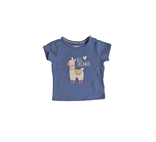 Tee-shirt bleu motif Lama 2 - 6 mois