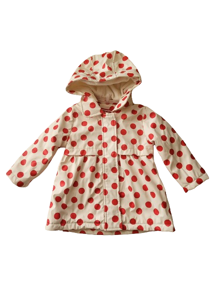 Veste imperméable blanche à pois rouge doublée polaire 12 mois