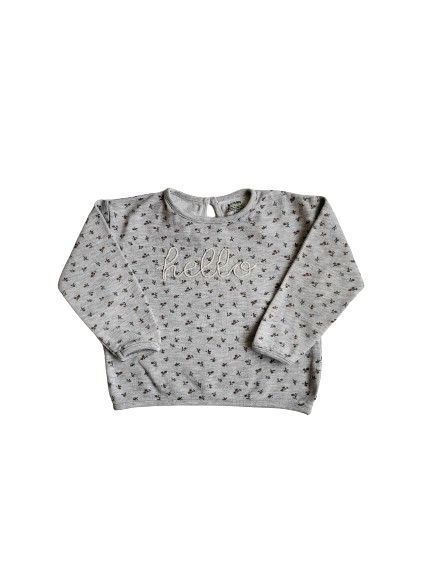 Sweat gris fleuri 24 mois