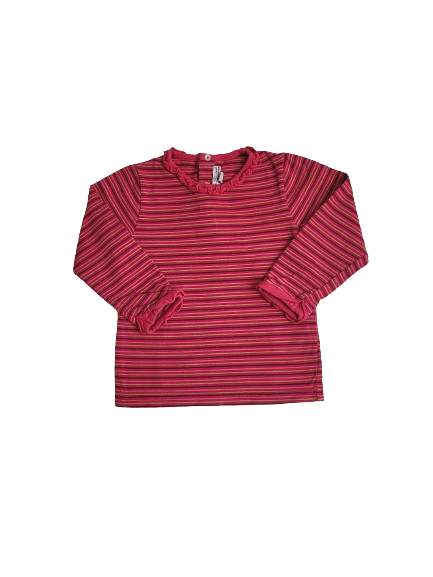 Tee-shirt fuchsia rayé manches longues 24 mois