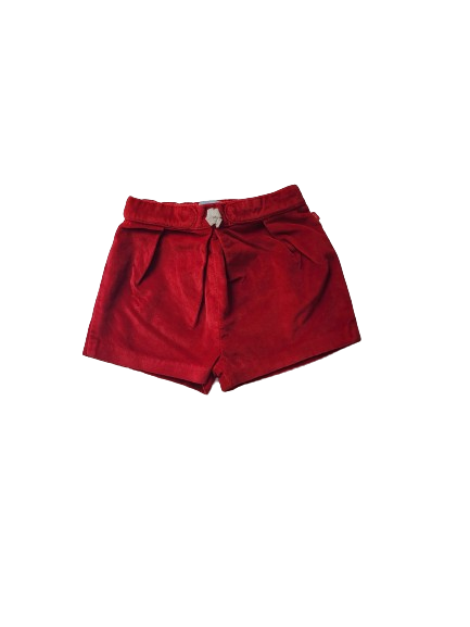 Short rouge en velours fin 24 mois