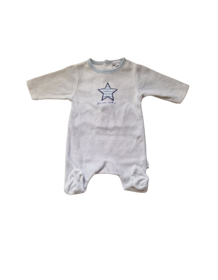 Pyjama bleu clair en velours 1 mois