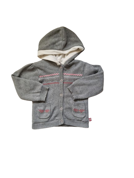 Gilet gris double polaire à capuche 24 mois