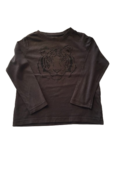 Tee-shirt noir motif tigre manches longues 5 ans