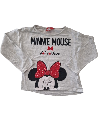 Tee-shirt gris Minnie Mouse manches longues 5 ans