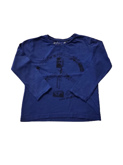 Tee-shirt bleu imprimé manches longues 6 ans