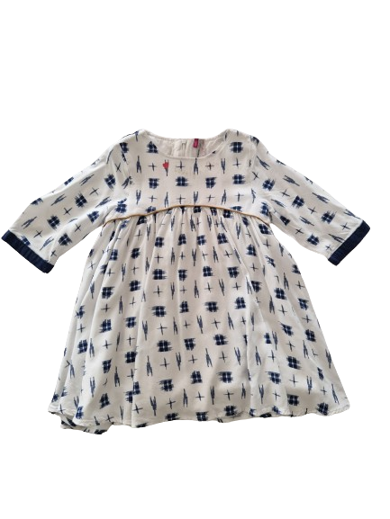 Robe blanche imprimé bleu 4 ans