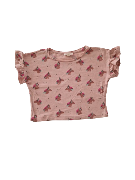 Tee-shirt rose motif licorne 4 ans