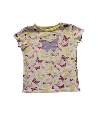 Tee-shirt blanc motifs papillons 3 ans