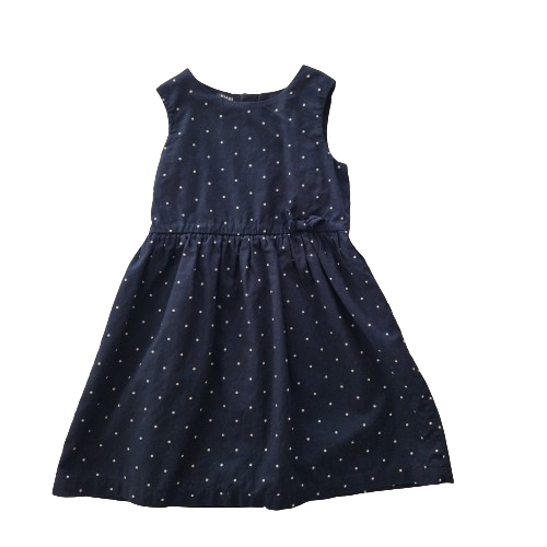 Robe bleu foncé à pois blanc 3 ans