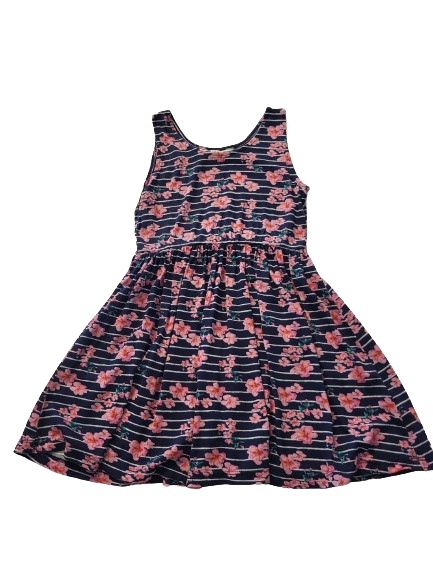 Robe bleu fleurie 7-8 ans