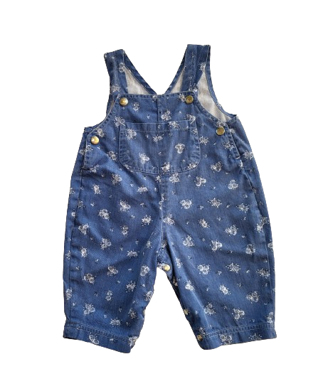 Salopette en jean motif fleurs 6 mois