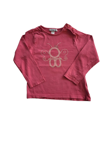 Tee-shirt rose manches longues 24 mois