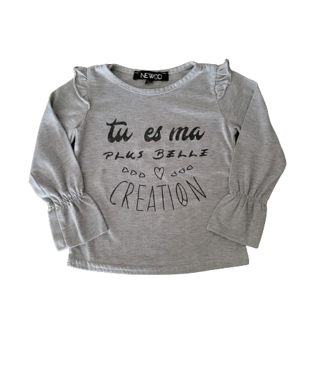 Tee-shirt gris manches longues 24 mois