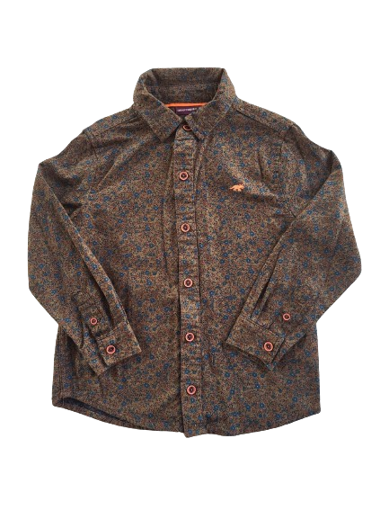 Chemise marron fleuri 5 ans