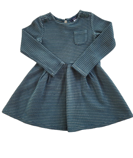 Robe verte à rayures dorées 4 ans