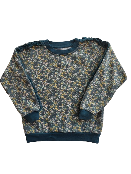 Sweat vert fleuri 5-6 ans