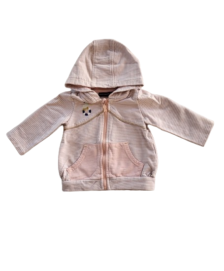 Sweat zippé rose rayé 6 mois