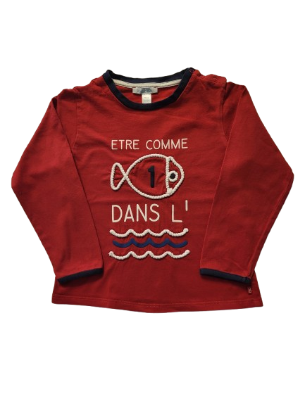 Tee-shirt rouge en manches longues 3 ans