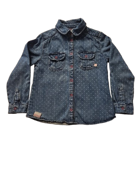 Chemise en jean à pois blanc 5 ans