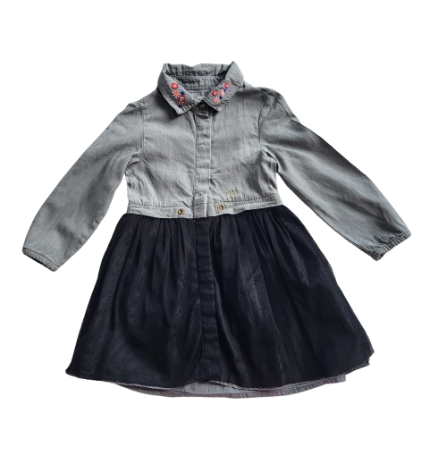 Robe en jean grise avec tulle 24 mois