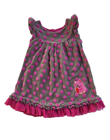 Robe grise à pois rose 24 mois