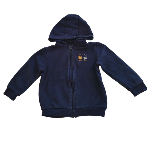 Sweat bleu zippé à capuche 3 ans