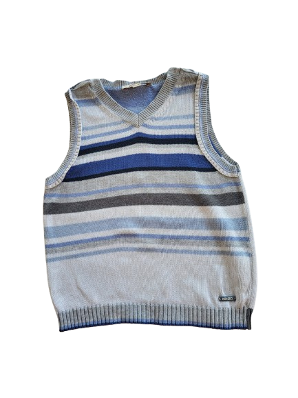 Pull gris rayé sans manches 3 ans