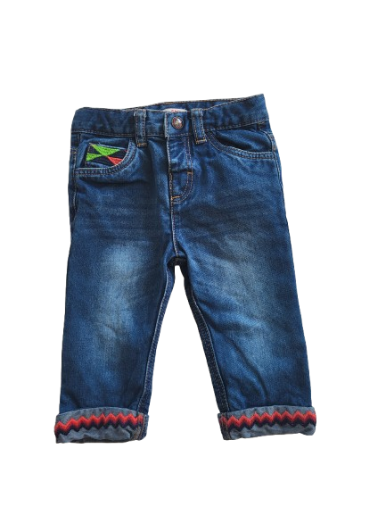 Jean bleu doublé taille ajustable 6 mois