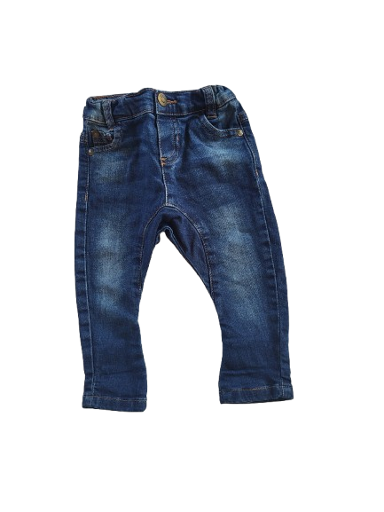 Jean bleu foncé taille ajustable 6 mois