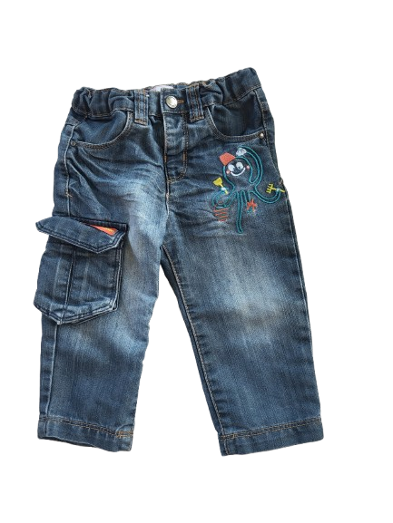 Jean bleu taille ajustable 12 mois