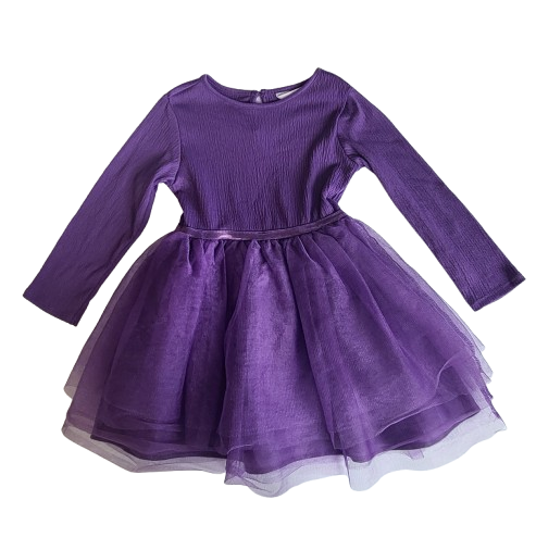 Robe violette avec tulle 3-4 ans