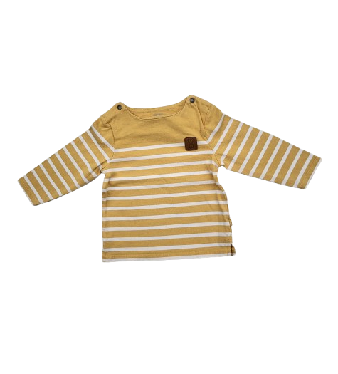 Tee-shirt jaune rayé manches longues 12 mois