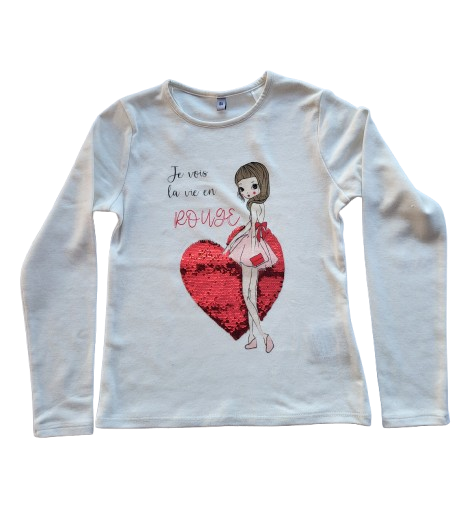 Tee-shirt écru manches longues 8 ans