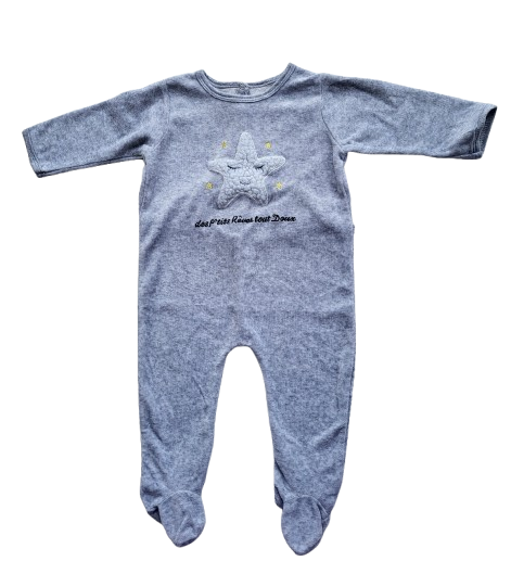 Pyjama gris en velours 9 mois