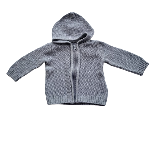 Gilet gris à capuche  9-12 mois