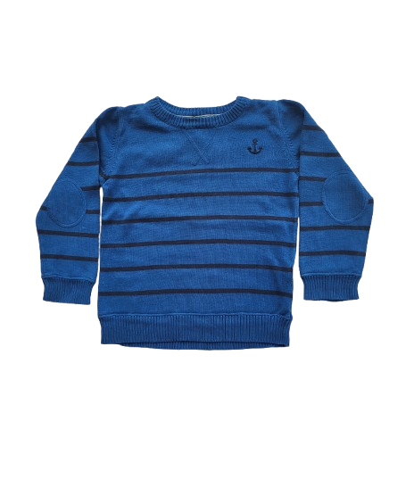 Pull bleu rayé en maille 4 ans