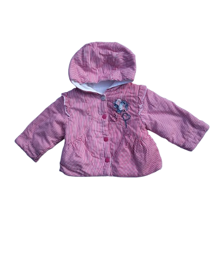 Veste à rayures rose à capuche 1 mois