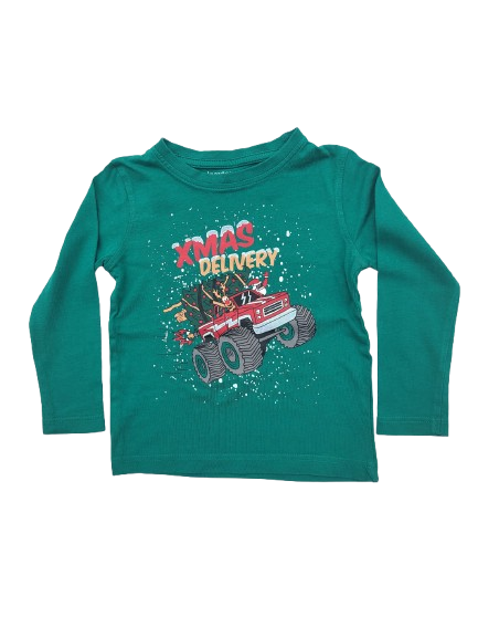 Tee-shirt vert Noël manches longues 3 ans