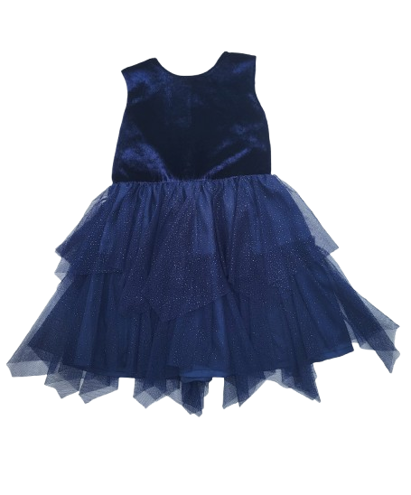 Robe bleu nuit avec tulle pailletée 18 mois