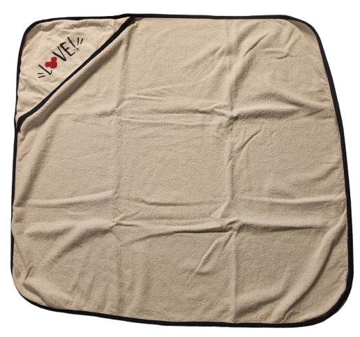 Cape de bain blanche et gant 80X80