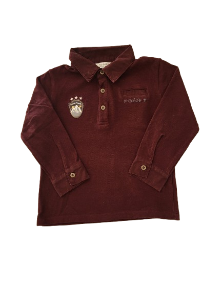 Polo bordeaux manches longues 24 mois