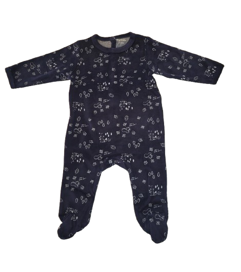 Pyjama bleu foncé en velours 6 mois