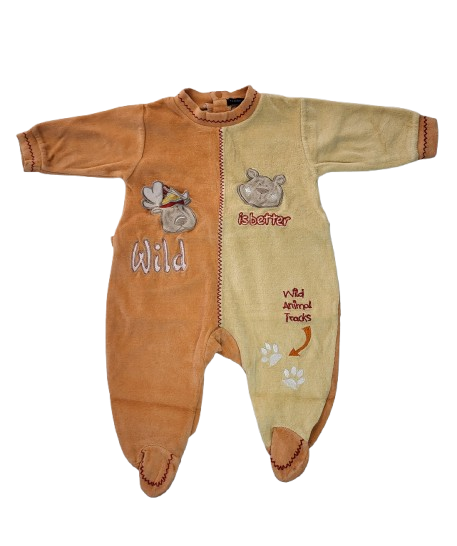 Pyjama orange en velours 6 mois