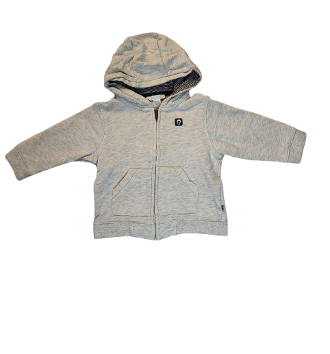 Sweat gris zippé à capuche 12 mois