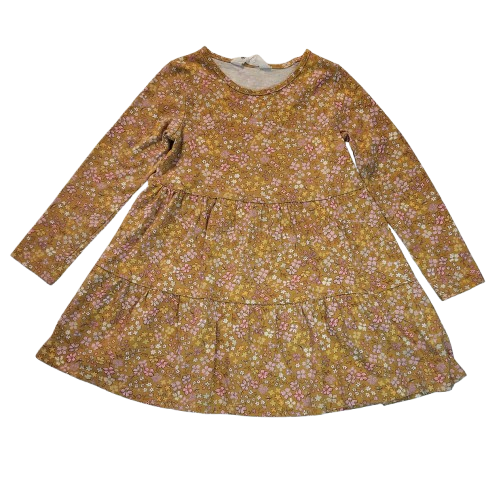 Robe moutarde fleurie 5-6 ans