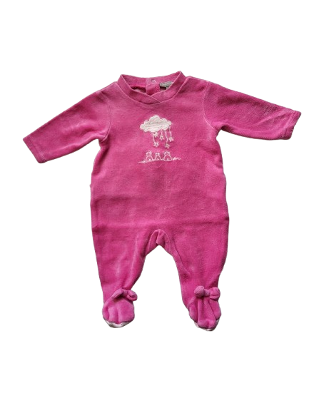 Pyjama rose en velours 1 mois