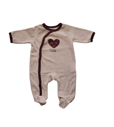 Pyjama rose clair en velours 1 mois