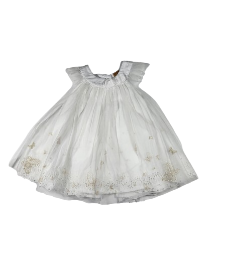 Robe blanche de cérémonie avec tulle et bloomer 3 mois