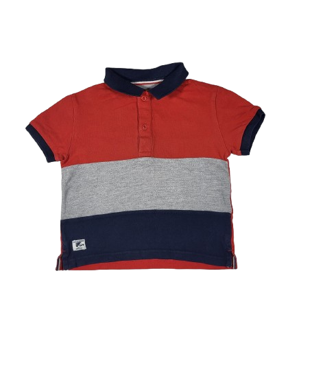 Polo rouge-gris-bleu 3 ans